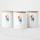 Oneindigheidssymbool met regenboogveer voedselcontainer etiket (Flessen)