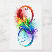 Oneindigheidssymbool met regenboogveer voedselcontainer etiket (Enkel label)
