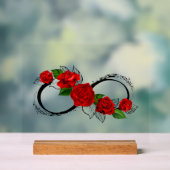 Oneindigheidssymbool met rode rozen acryl bord (Neutraal)