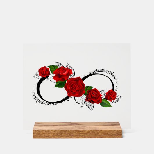 Oneindigheidssymbool met rode rozen acryl bord (Voorkant)