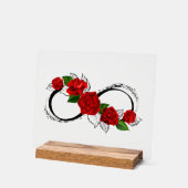 Oneindigheidssymbool met rode rozen acryl bord (Hoek)