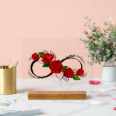 Oneindigheidssymbool met rode rozen acryl bord (Huwelijk)