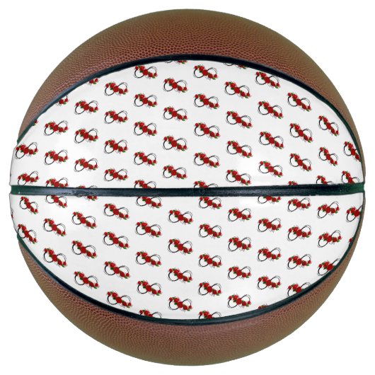 Oneindigheidssymbool met rode rozen basketbal (Voorkant)