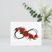 Oneindigheidssymbool met rode rozen briefkaart (Staand voorkant)