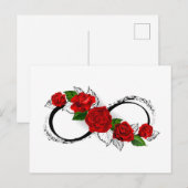 Oneindigheidssymbool met rode rozen briefkaart (Voorkant / Achterkant)