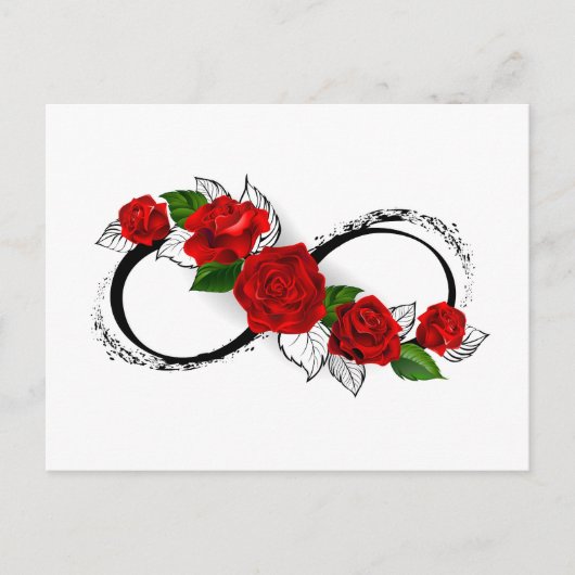 Oneindigheidssymbool met rode rozen briefkaart (Voorkant)