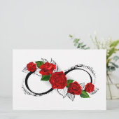 Oneindigheidssymbool met rode rozen briefpapier (Staand voorkant)