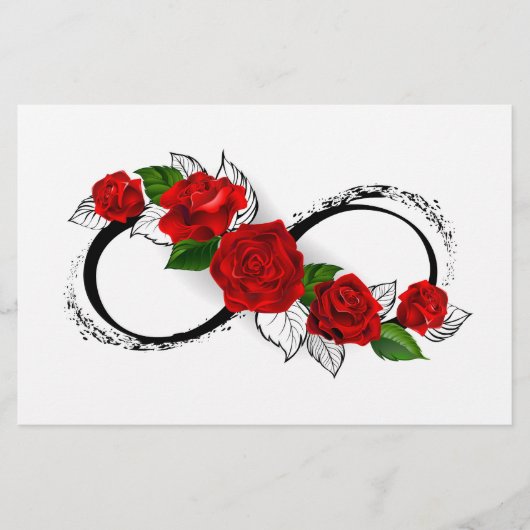 Oneindigheidssymbool met rode rozen briefpapier (Voorkant)