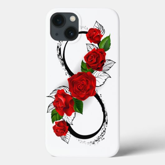 Oneindigheidssymbool met rode rozen Case-Mate iPhone case (Achterkant)