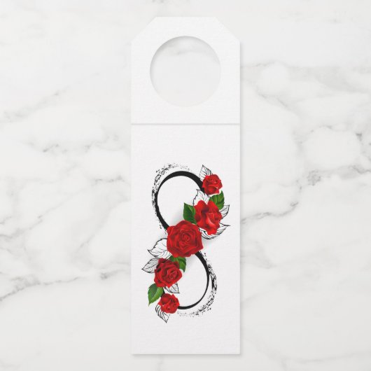 Oneindigheidssymbool met rode rozen flessenhanger (Voorkant)