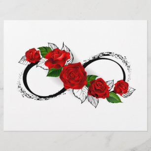Oneindigheidssymbool met rode rozen flyer