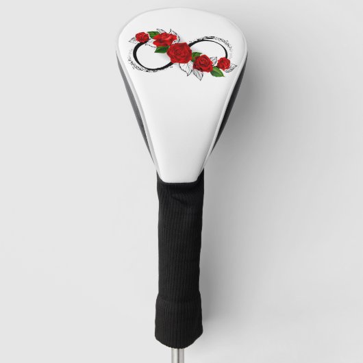 Oneindigheidssymbool met rode rozen golfheadcover (Voorkant)