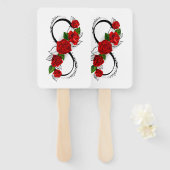 Oneindigheidssymbool met rode rozen handwaaier (Voorkant en achterkant)