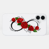 Oneindigheidssymbool met rode rozen iPhone hoesje (Achterkant horizontaal)