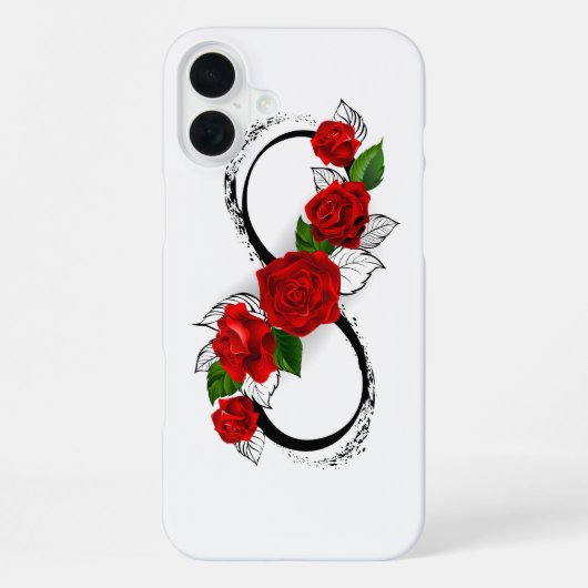 Oneindigheidssymbool met rode rozen iPhone hoesje (Achterkant)