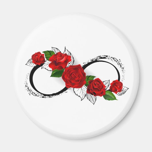 Oneindigheidssymbool met rode rozen magneet (Voorkant)