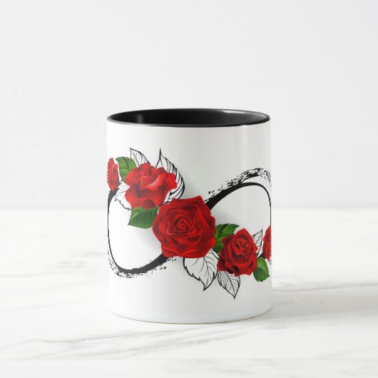 Oneindigheidssymbool met rode rozen mok (Midden)