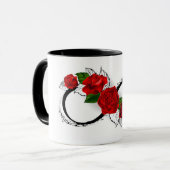 Oneindigheidssymbool met rode rozen mok (Voorkant links)