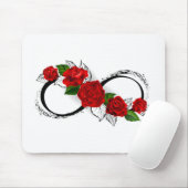 Oneindigheidssymbool met rode rozen muismat (Met muis)