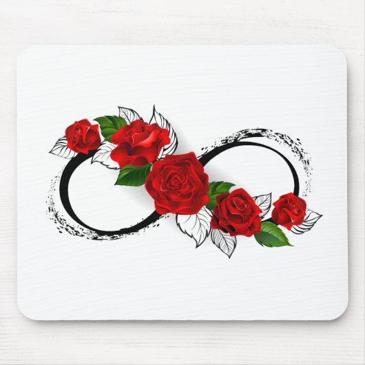 Oneindigheidssymbool met rode rozen muismat (Voorkant)