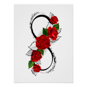 Oneindigheidssymbool met rode rozen perfect poster