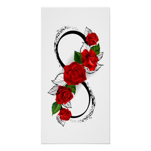 Oneindigheidssymbool met rode rozen perfect poster (Voorkant)