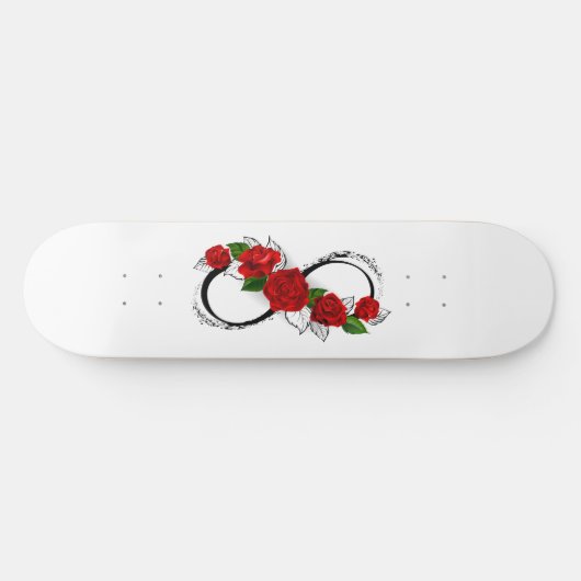 Oneindigheidssymbool met rode rozen persoonlijk skateboard (Horizontaal)