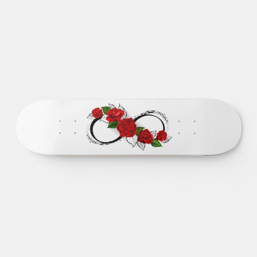 Oneindigheidssymbool met rode rozen persoonlijk skateboard (Horizontaal)