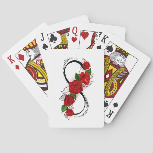 Oneindigheidssymbool met rode rozen pokerkaarten (Achterkant)