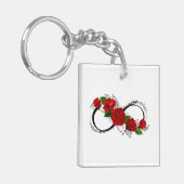 Oneindigheidssymbool met rode rozen sleutelhanger (Voorkant Links)