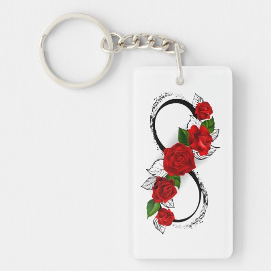 Oneindigheidssymbool met rode rozen sleutelhanger (Voorkant)