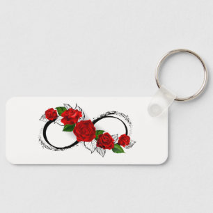 Oneindigheidssymbool met rode rozen sleutelhanger