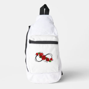 Oneindigheidssymbool met rode rozen sling bag