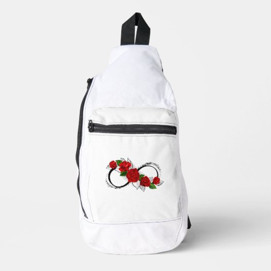 Oneindigheidssymbool met rode rozen sling bag (Voorkant)