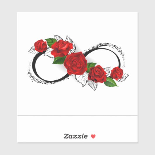 Oneindigheidssymbool met rode rozen sticker (Vel)