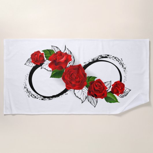 Oneindigheidssymbool met rode rozen strandlaken (Voorkant)