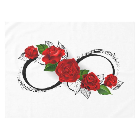 Oneindigheidssymbool met rode rozen tafelkleed (Voorkant (Horizontaal))