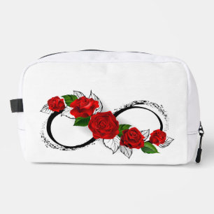 Oneindigheidssymbool met rode rozen toilettasje