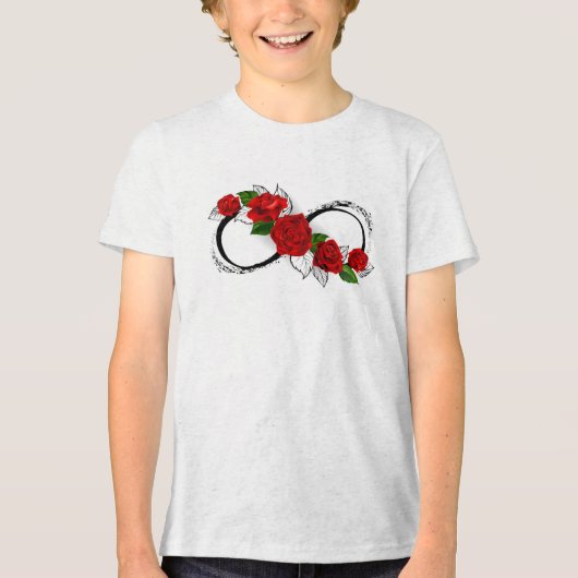 Oneindigheidssymbool met rode rozen Tri-Blend shirt (Voorkant)