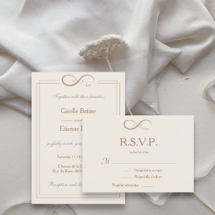 Oneindigheidssymbool Monogram Champagne Trouw RSVP Kaart