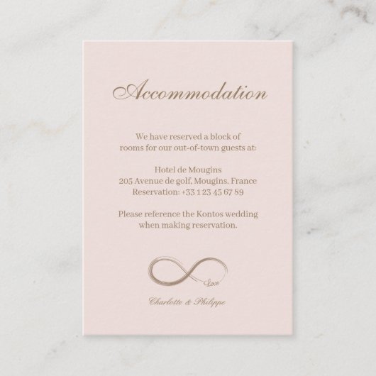 Oneindigheidssymbool trouw hotel info bijlage kaar (Voorkant)