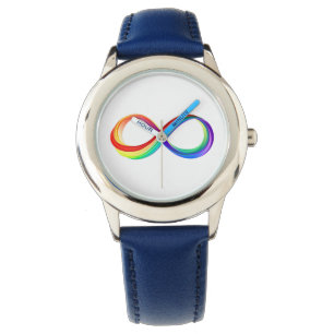 Oneindigheidssymbool van de regenboog in lagen horloge