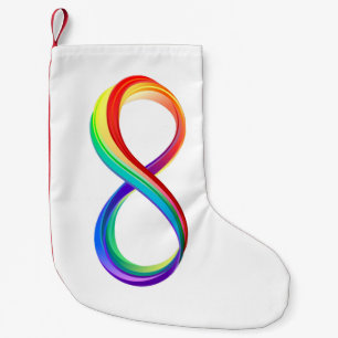 Oneindigheidssymbool van de regenboog in lagen kleine kerstsok