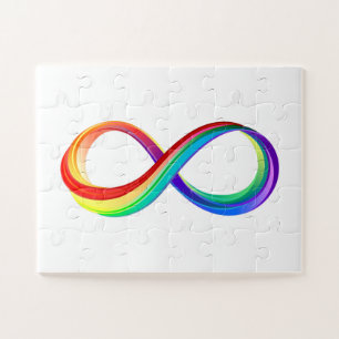 Oneindigheidssymbool van de regenboog in lagen legpuzzel