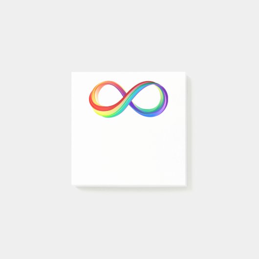 Oneindigheidssymbool van de regenboog in lagen post-it® notes (Voorkant)