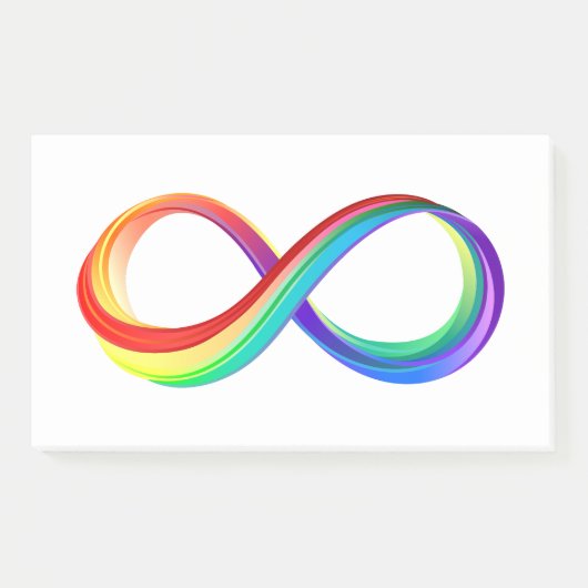 Oneindigheidssymbool van de regenboog in lagen post-it® notes (Voorkant)