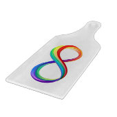 Oneindigheidssymbool van de regenboog in lagen snijplank (Hoek)