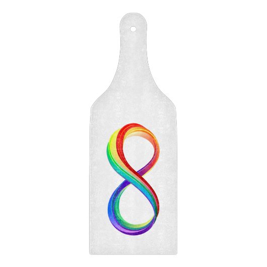 Oneindigheidssymbool van de regenboog in lagen snijplank (Voorkant)