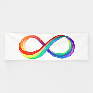 Oneindigheidssymbool van de regenboog in lagen spandoek