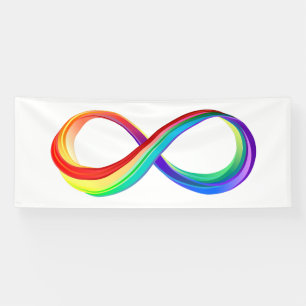 Oneindigheidssymbool van de regenboog in lagen spandoek